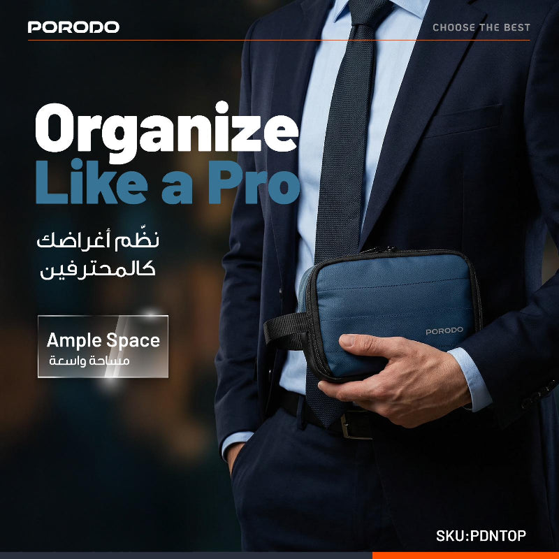 Porodo Lifestyle Tech Organizer Bag - Blue