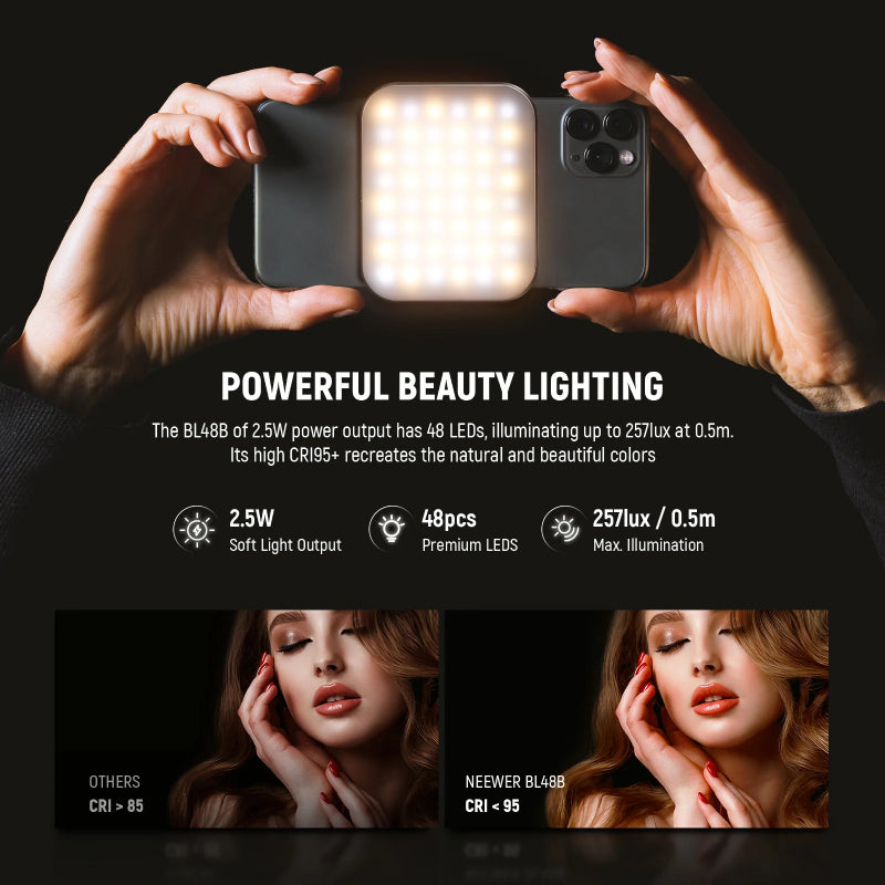 NEEWER BASICS BL48B Rechargeable Magnetic Selfie Light - 1000mAh / 2.5W