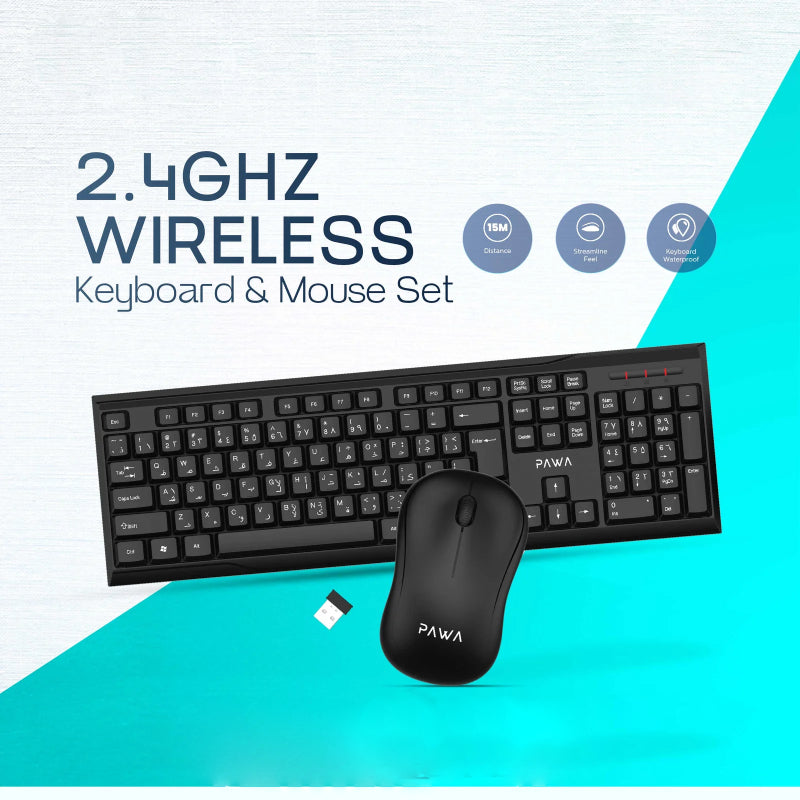 Pawa Wireless Keyboard & Mouse - 2.4GHz / Black