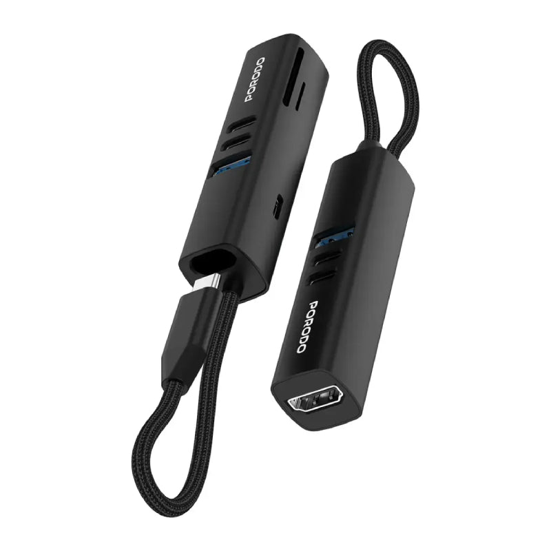 Porodo 7-in-1 Multiport USB Hub - Black