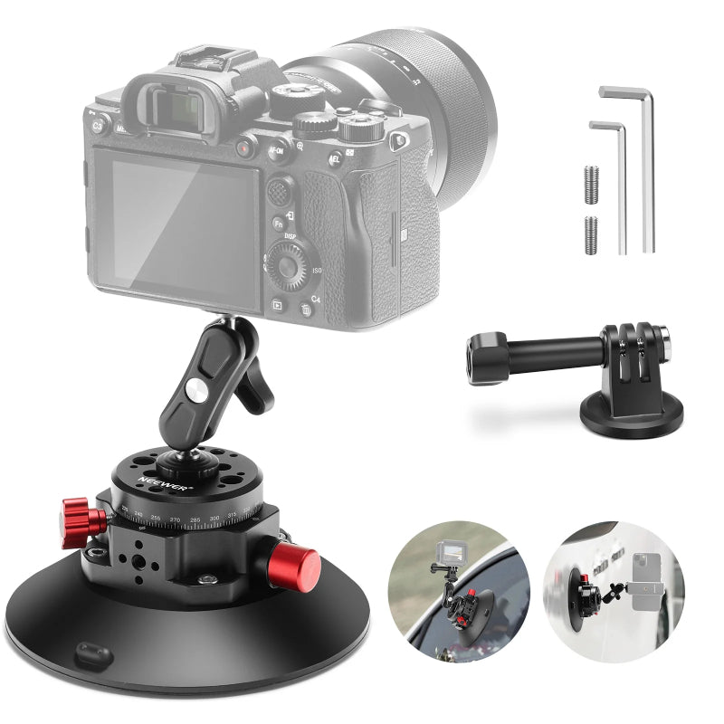 NEEWER CA013 6" Camera Suction Mount with Ball Head Magic Arm - Black