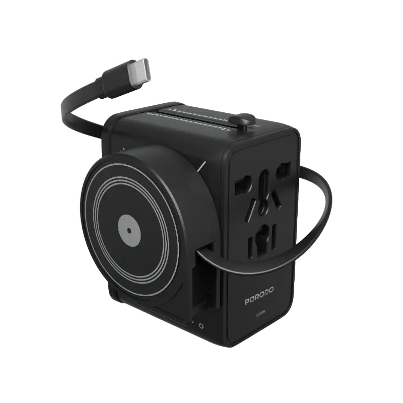 Porodo Voyage Universal Travel Adapter - USB-C / USB-A / Black