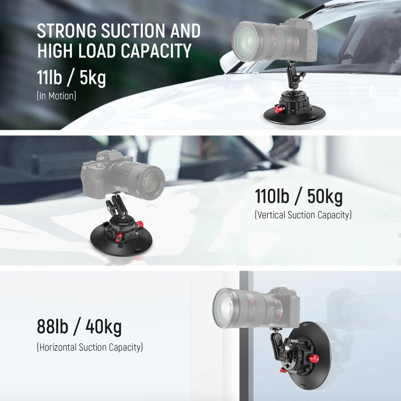 NEEWER CA013 6" Camera Suction Mount with Ball Head Magic Arm - Black
