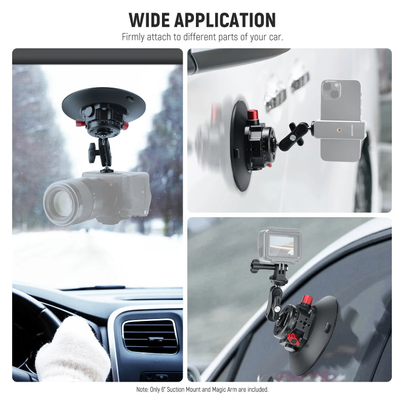 NEEWER CA013 6" Camera Suction Mount with Ball Head Magic Arm - Black
