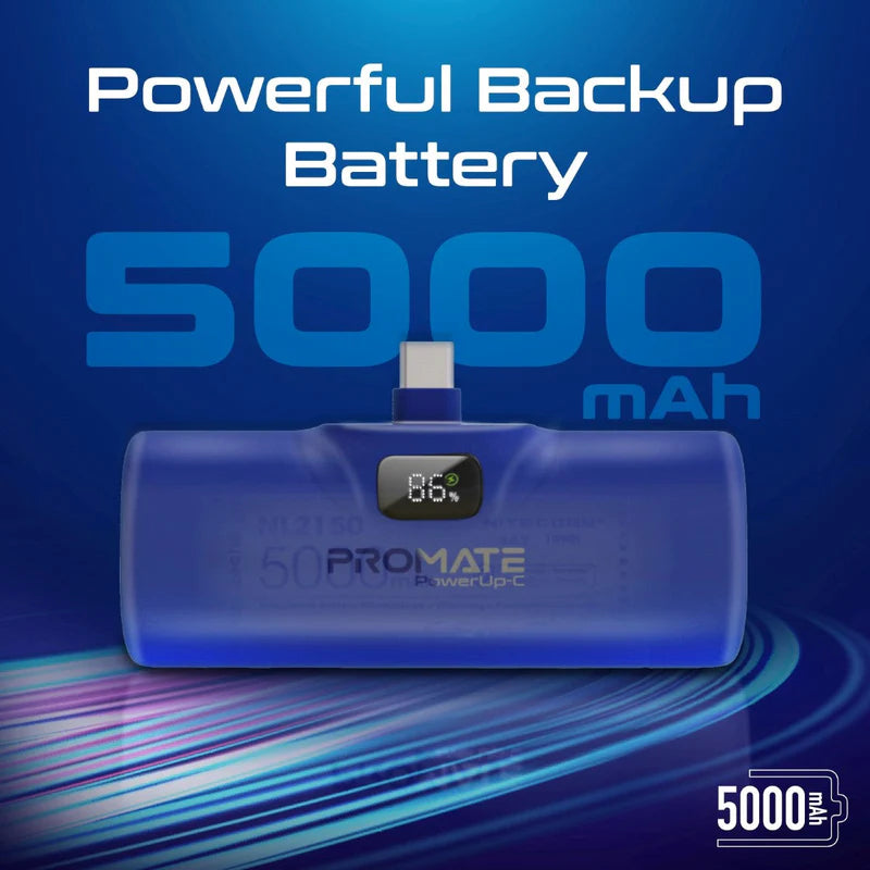 PROMATE PowerUp-C Ultra-Compact fast charging Power Bank - 20W / USB-C / Blue
