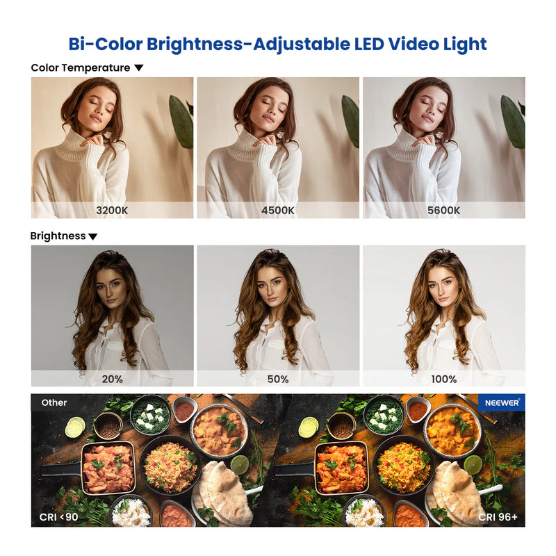NEEWER NL660 Bi-Color 660 LED Video Light and Stand Kit - 40W / Black