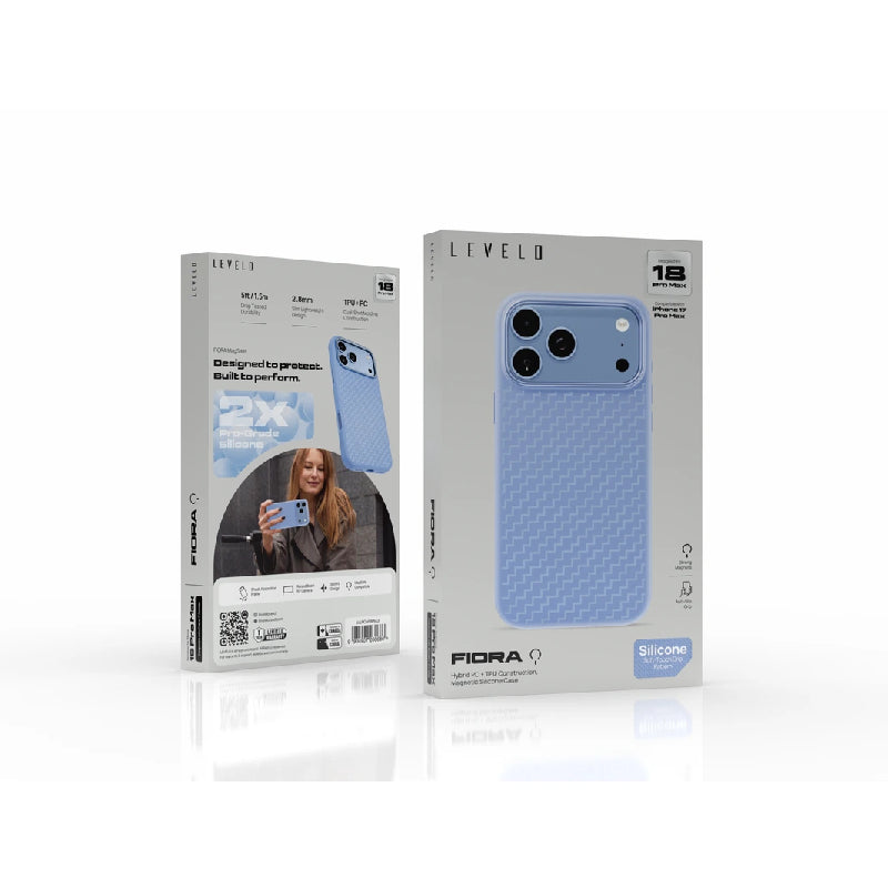 Levelo Fiora MagSafe Magnetic Silicone Case For Apple iPhone 18 Pro Max / Apple iPhone 17 Pro Max - Light Blue