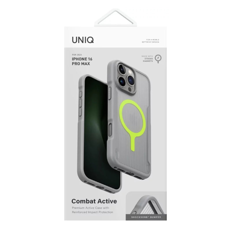 UNIQ Hybrid Combat Active Magclick Charging Case For Apple iPhone 16 Pro Max - Stone Grey