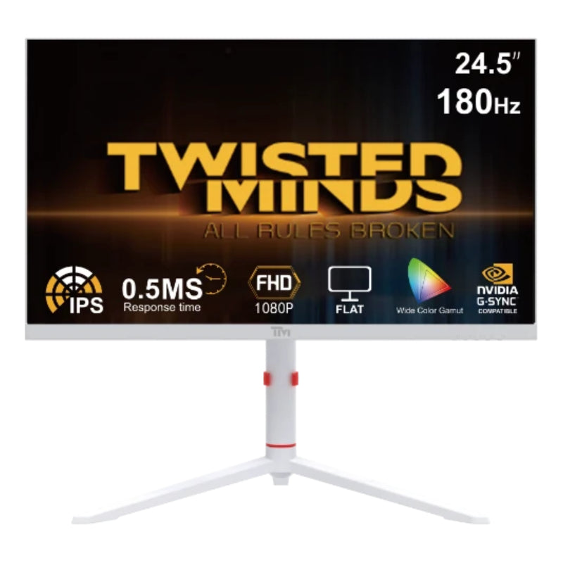Twisted Minds Frost Series Gaming Monitor - 24" FHD / 180Hz / 0.5ms / HDMI / Display Port / Audio Out / White