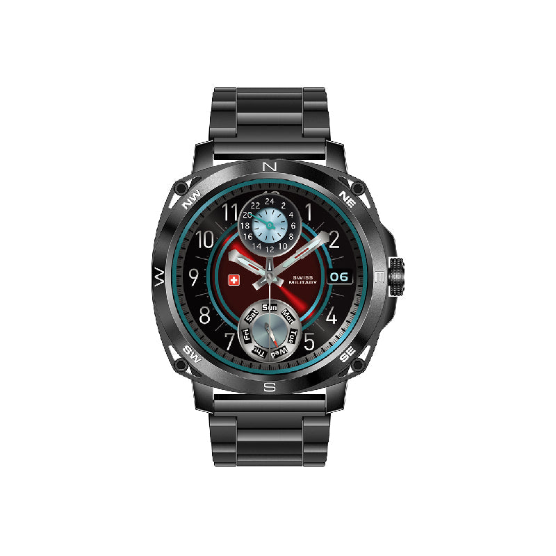 Swiss Military Dom 4 Gun Metal Steel Strap - Black / Smart Watch Smart Watches