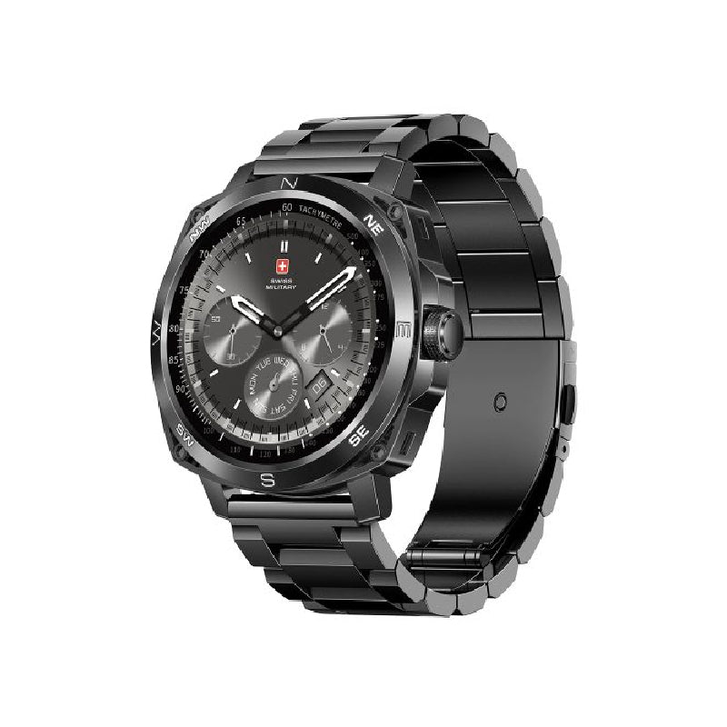 Swiss Military Dom 4 Gun Metal Steel Strap - Black / Smart Watch Smart Watches