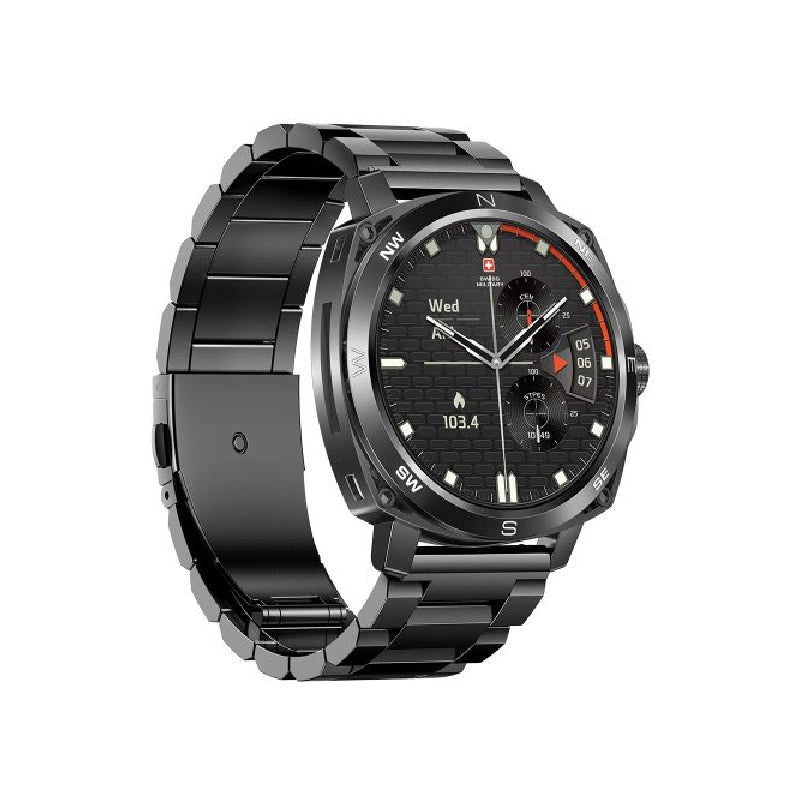 Swiss Military Dom 4 Gun Metal Steel Strap - Black / Smart Watch Smart Watches
