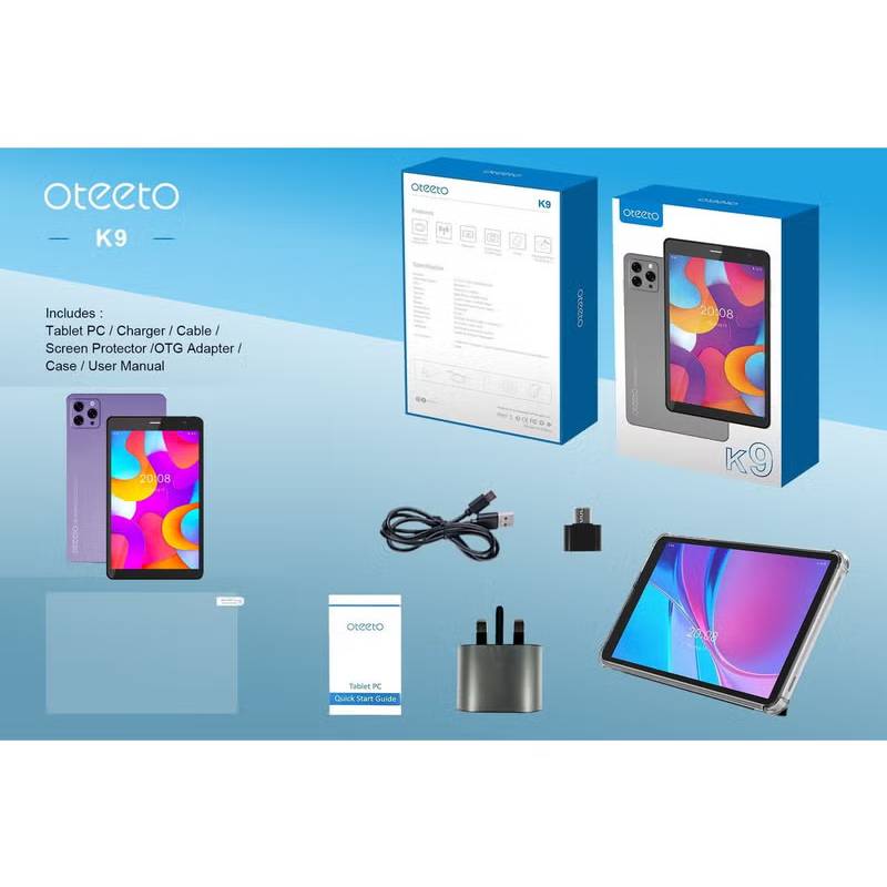 Oteeto Tab K9 / 8.0’’ / 512GB / WiFi + 5G / Purple Mobiles & Tablets > Tablets