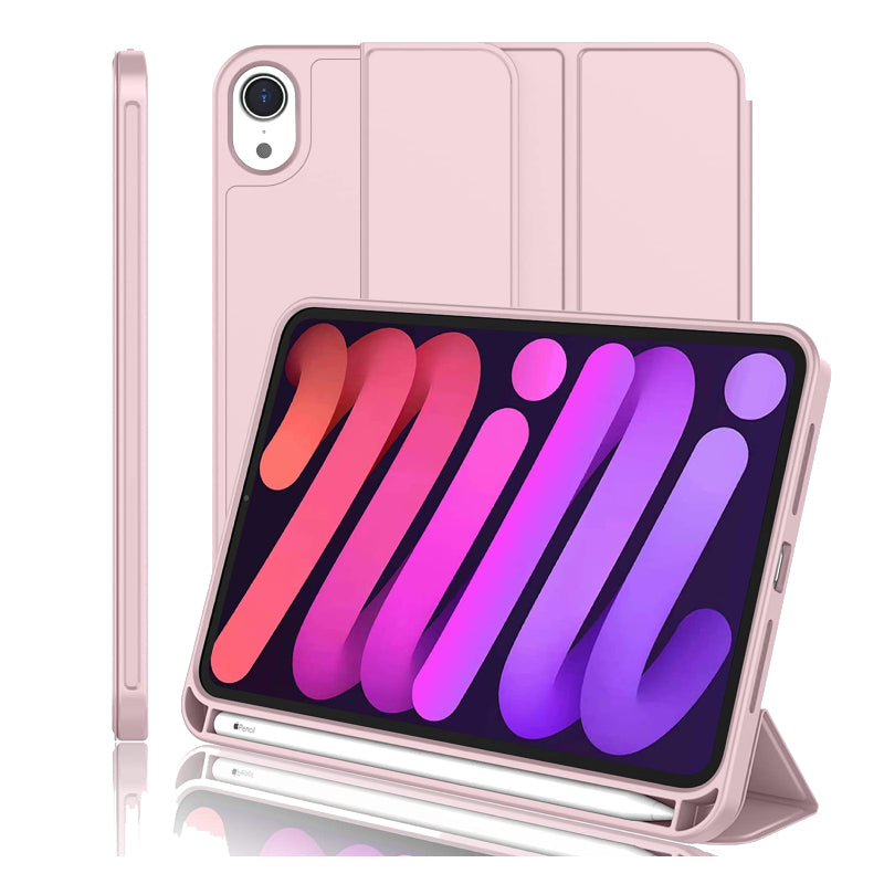 Smart Folding Case with Pen Holder for iPad Mini 7 (A17 Pro) / Mini 6 - Light Pink