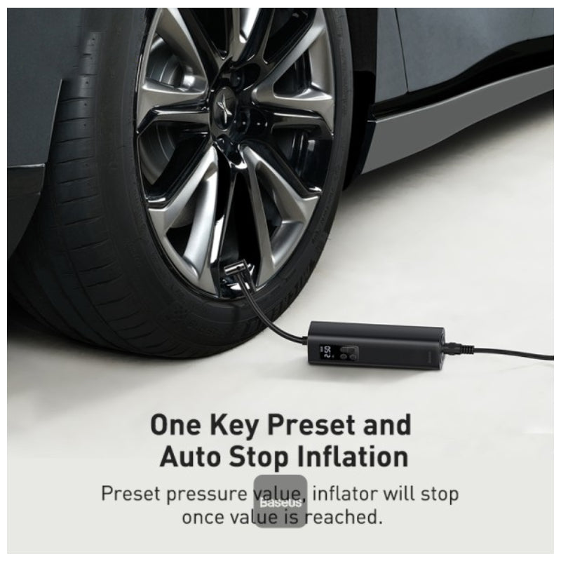 بيسوس ضاغط هواء منفاخ صغير - 0.2-150 PSI / 18 سم / 30 لتر / دقيقة / أسود