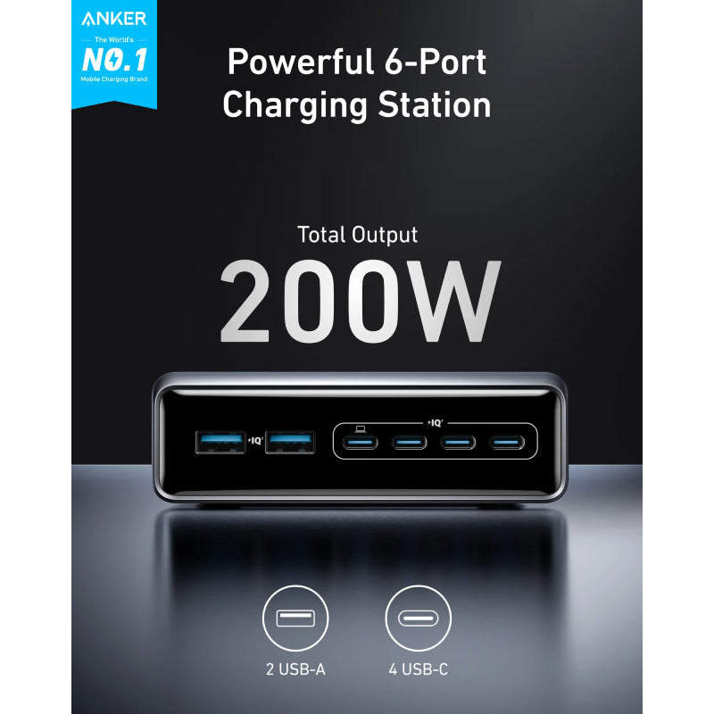 Anker Prime Charger - 200W / USB-A / USB-C / Silver