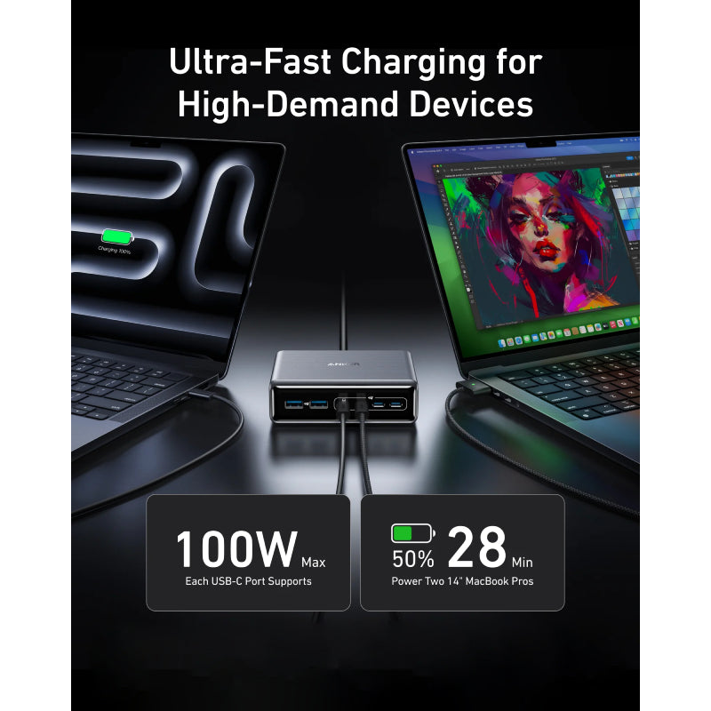 Anker Prime Charger - 200W / USB-A / USB-C / Silver