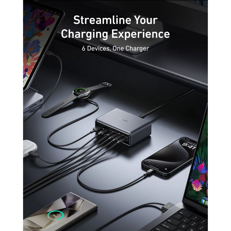 Anker Prime Charger - 200W / USB-A / USB-C / Silver