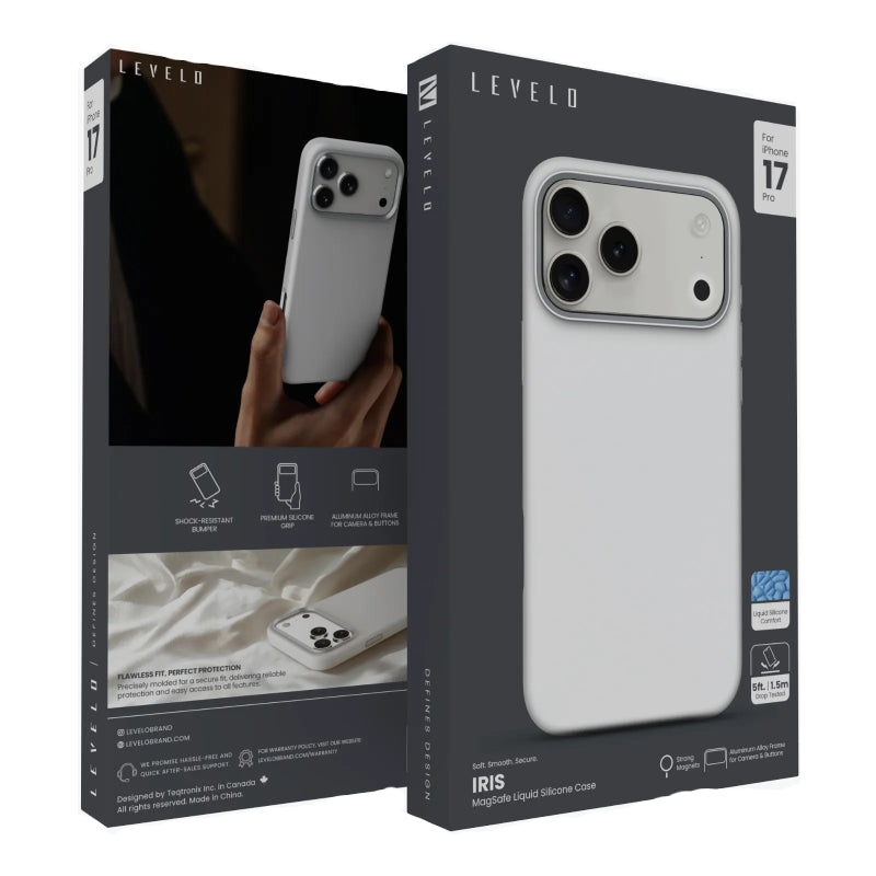 Levelo Iris MagSafe Liquid Silicone Case For Apple iPhone 17 Pro - Silver Accessories > Mobiles & Tablets > Mobiles >