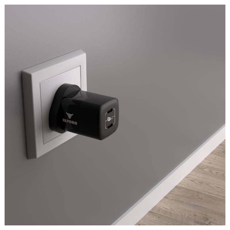 Eltoro Power Plug 35w Home Charger PD 3.0 GaN with 2 Ports 2 USB-C - Black