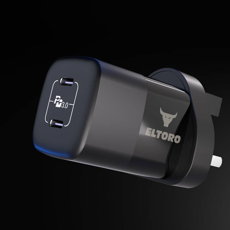 Eltoro Power Plug 35w Home Charger PD 3.0 GaN with 2 Ports 2 USB-C - Black