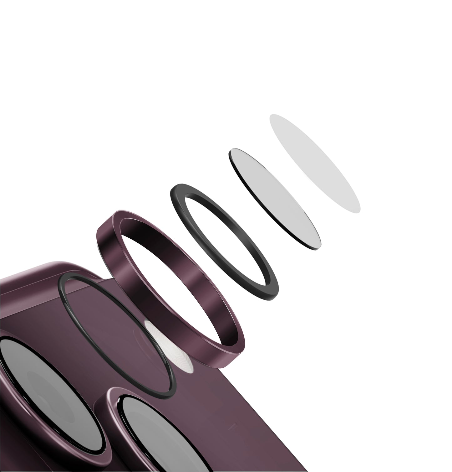 Uniq Optix Aluguard (Dx2) Camera Lens Protector - For Apple iPhone 18 Pro & Apple iPhone 18 Pro Max - Deep Burgundy