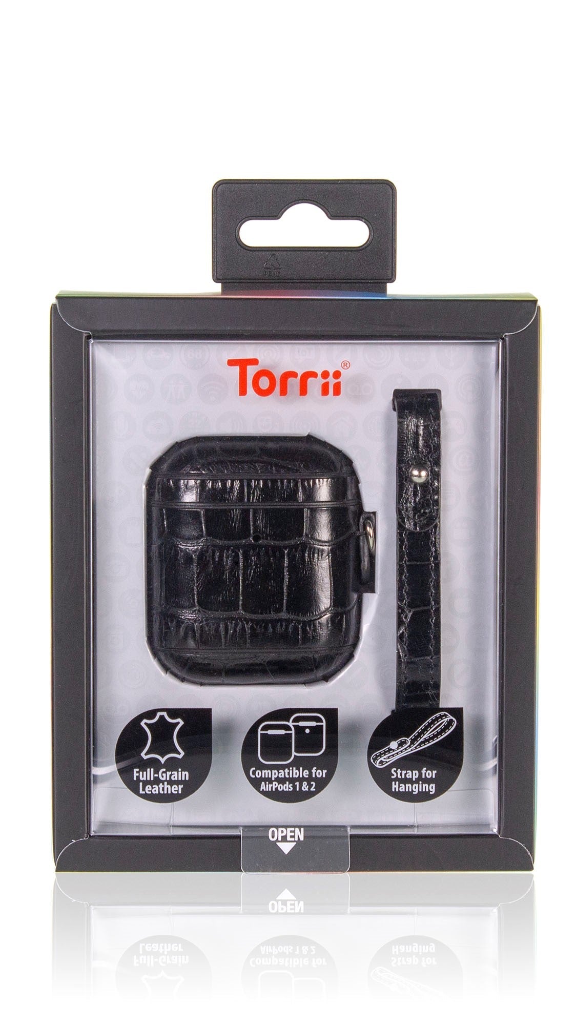 Torrii Bamboo Leather Case With Strap For Airpods 1 & 2 Supports Wirless Charging - Black Accessories > Mobiles &