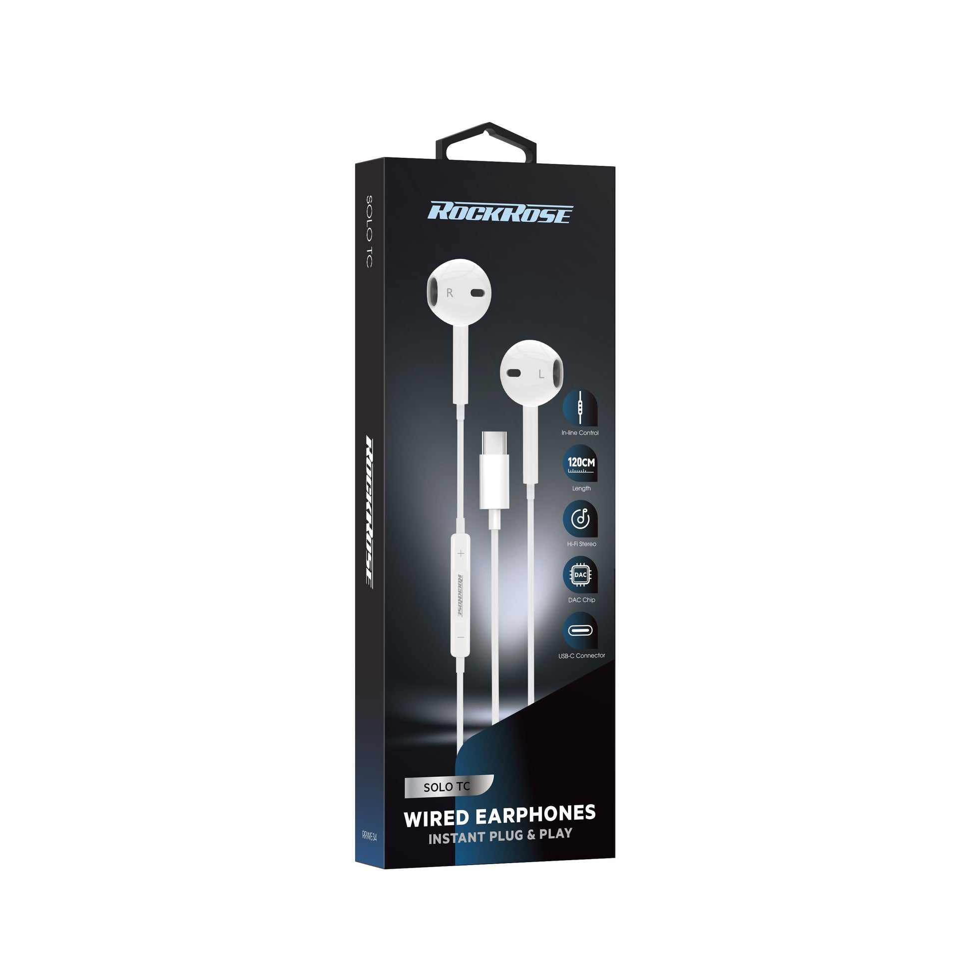 Rockrose USB-C In-Ear Earphones DAC Chip Instant Plug & Play - White Accessories > Audio > Headphones