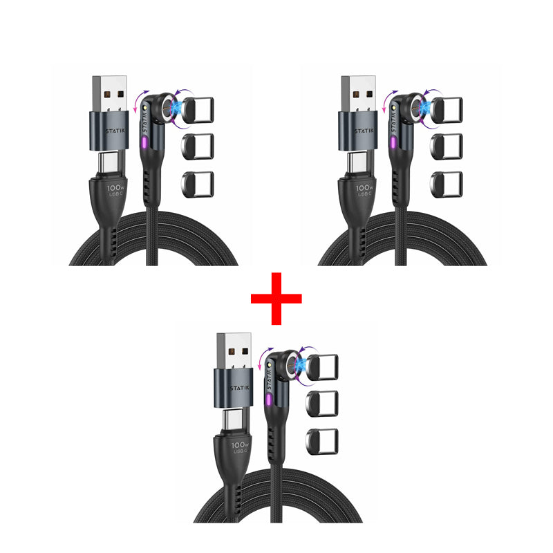 Statik 360 Pro 2.0 Magnetic Tip USB-C Cable 1.8m (Pack Of 3)