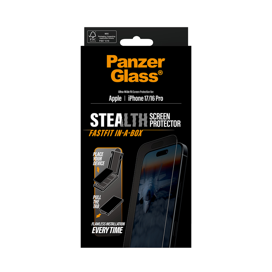 PanzerGlass Ultra-Wide Fit w. Fastfit in-a-box Stealth Screen Protector iPhone 17 - Clear