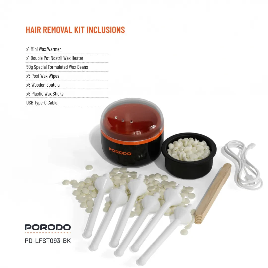 Porodo Lifestyle Wax Warming Hair Removal Kit - Black