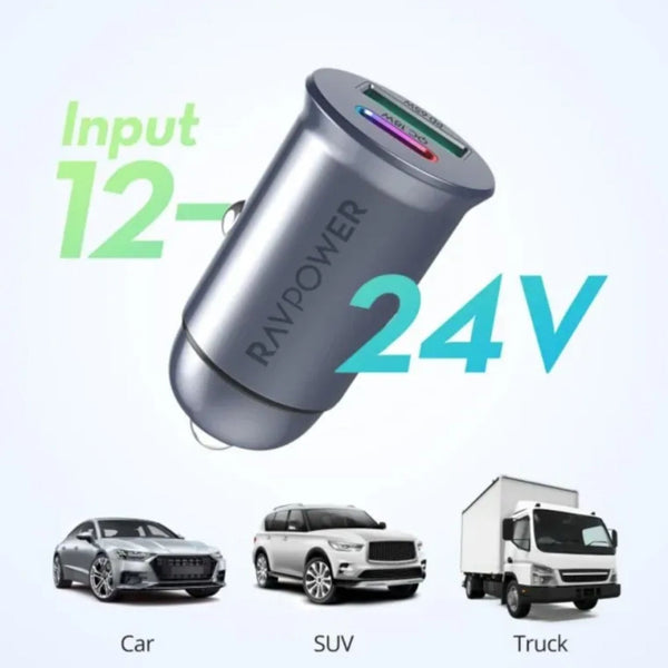 RAVPower RP-VC1013 PD Pioneer mini 2-Port USB Car Charger - 65W / Grey