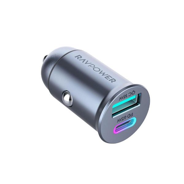 RAVPower RP-VC1013 PD Pioneer mini 2-Port USB Car Charger - 65W / Grey