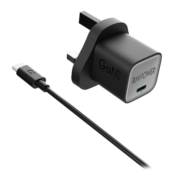 RAVPower RP-PC1057  Wall Charger with Cable - 20W /  USB-C / Black