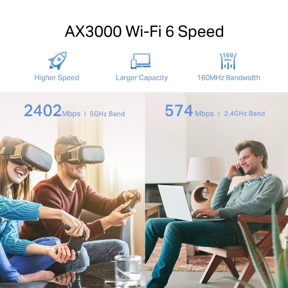TP-Link (RE715X) AX3000 Mesh Wi-Fi 6 Extender - Up to 3.0 Gbps / Gigabit Ethernet