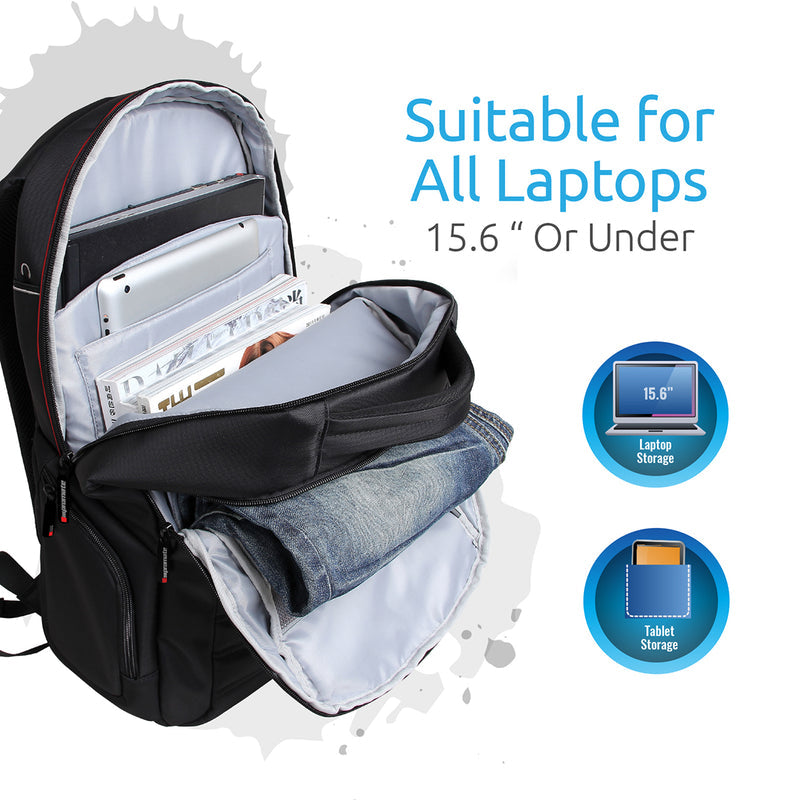 Promate Rebel-BP Laptop Backpack  for 15-inch Laptop - Black