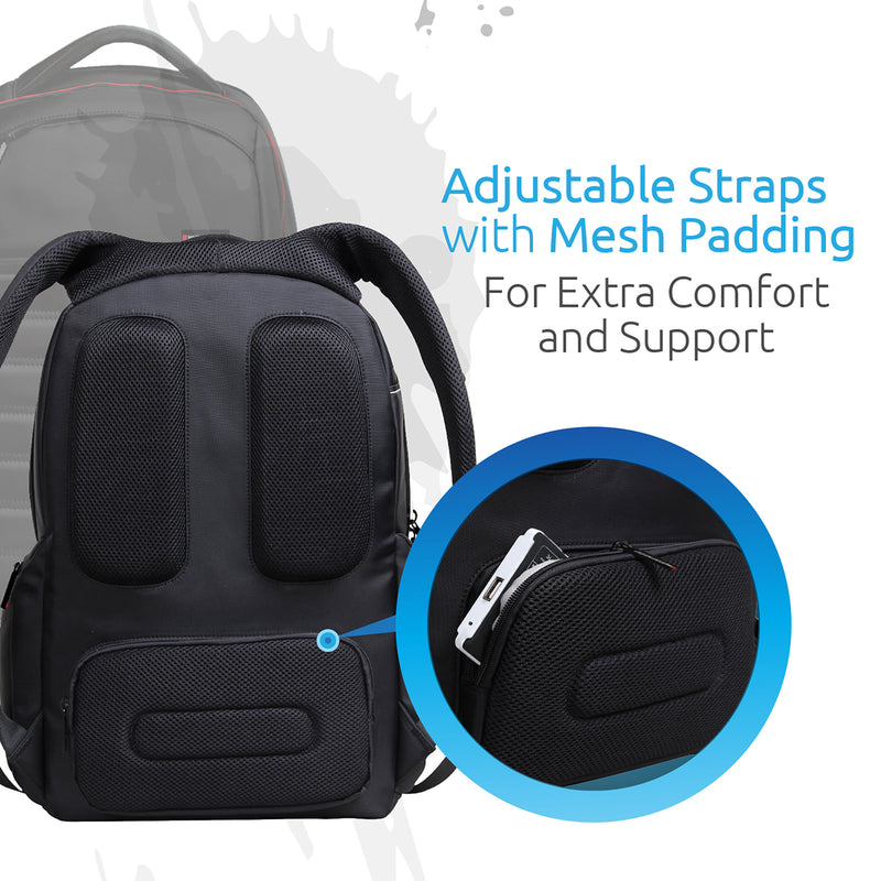 Promate Rebel-BP Laptop Backpack  for 15-inch Laptop - Black