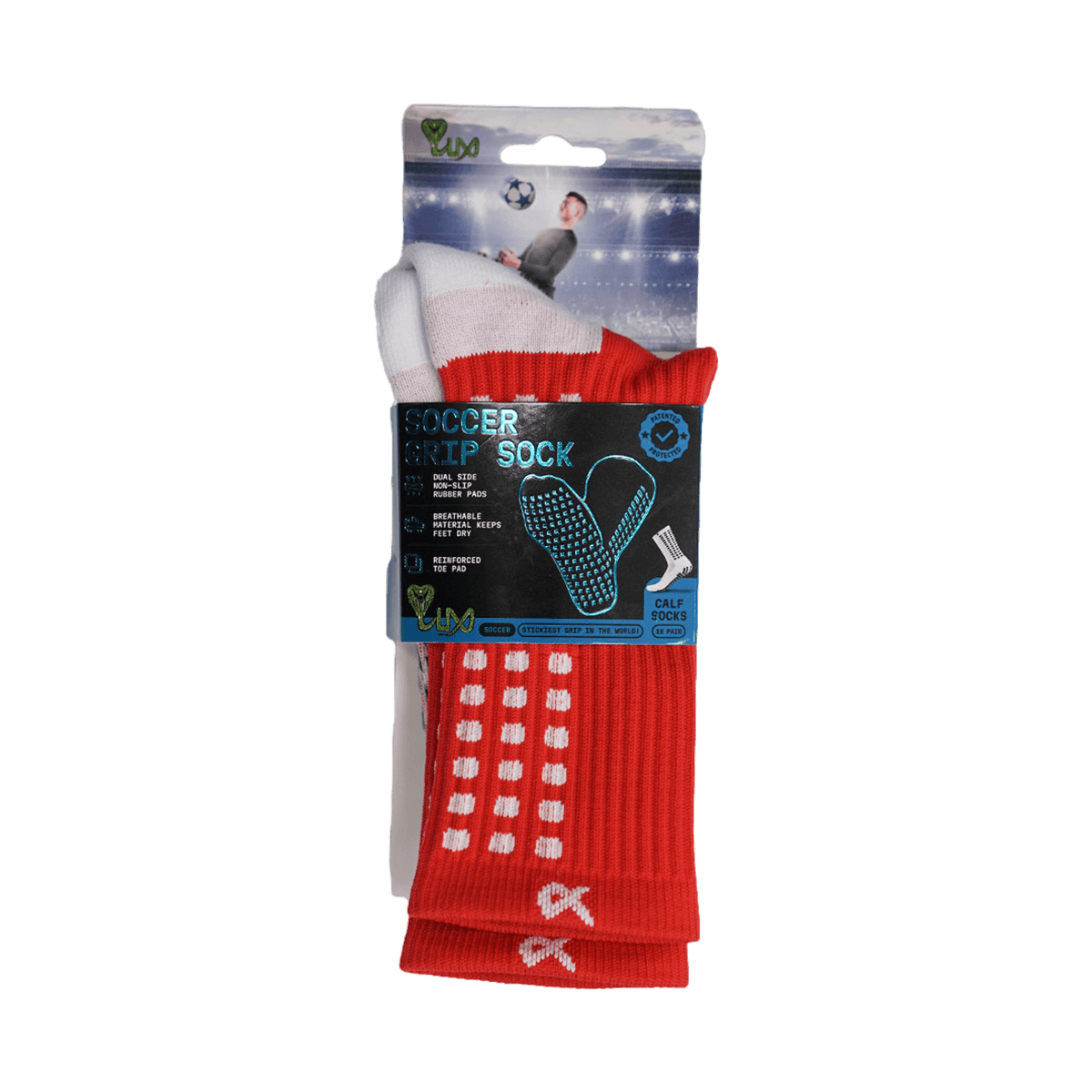 Lux Soccer Grip Calf Sock - Red