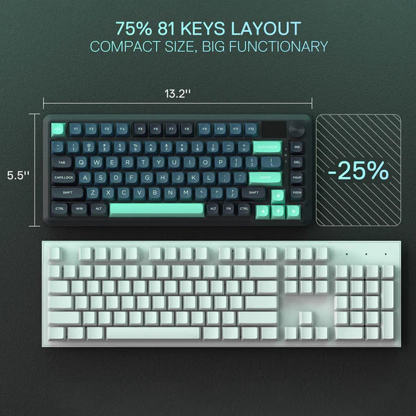 Redragon BEHEMOTH K724 PRO 75% Mechanical Gaming Keyboard - Black/Green