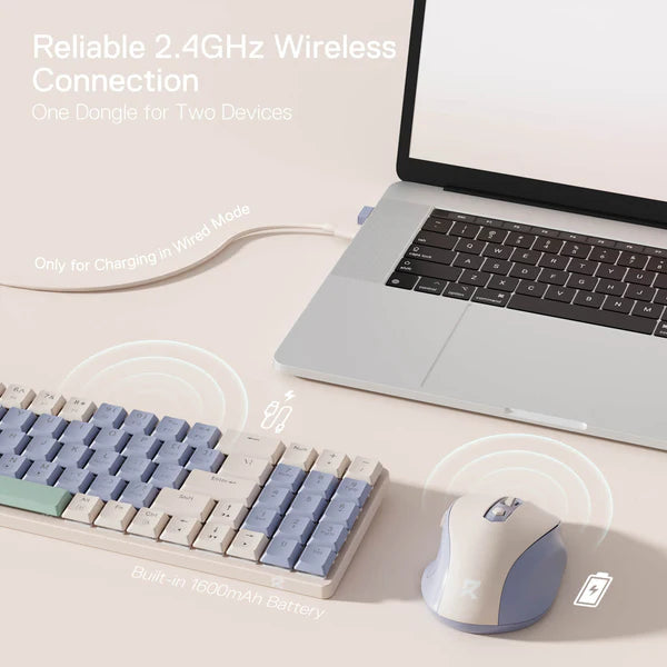 Redragon BS8772 Wireless Keyboard and Mouse Combo - Lollipop Blue