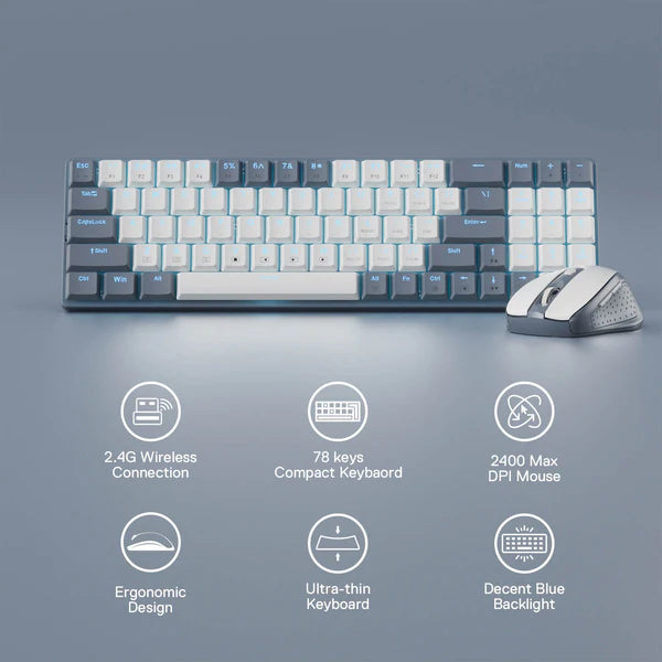 Redragon BS8772 Wireless Keyboard and Mouse Combo - Ash Grey
