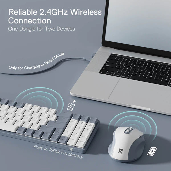 Redragon BS8772 Wireless Keyboard and Mouse Combo - Ash Grey