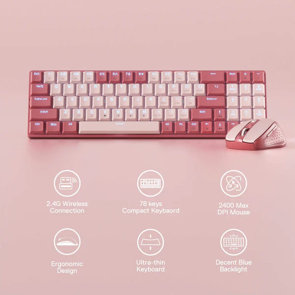 Redragon BS8772 Wireless Keyboard and Mouse Combo - Bean Red
