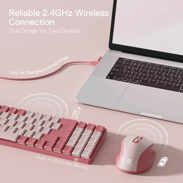 Redragon BS8772 Wireless Keyboard and Mouse Combo - Bean Red