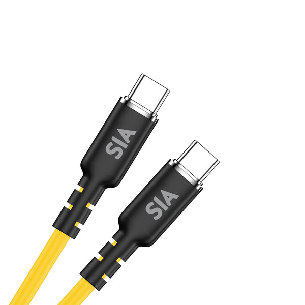 SIA Silicone Cable - USB-C / 60W / 1.2 Meter / Yellow/Black