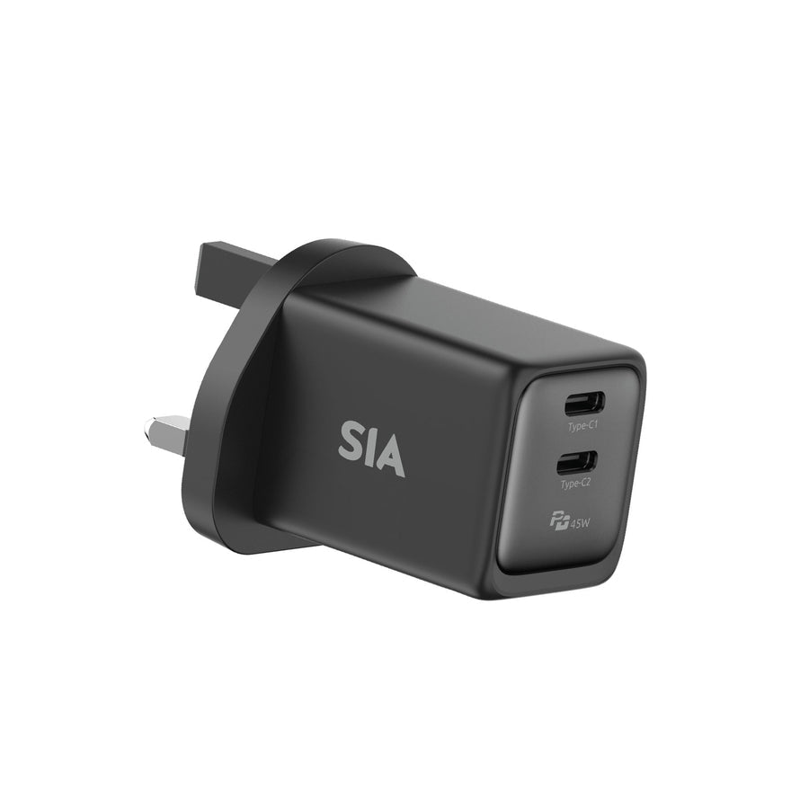 SIA Wall Charger - 45W / USB-C / Black/Gray