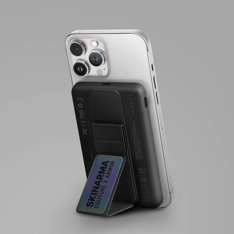 SKINARMA Magnetic Power Bank Smart Grip Stand - 15W / 5000 mAh / Wireless / USB - Black Accessories > Power Bank