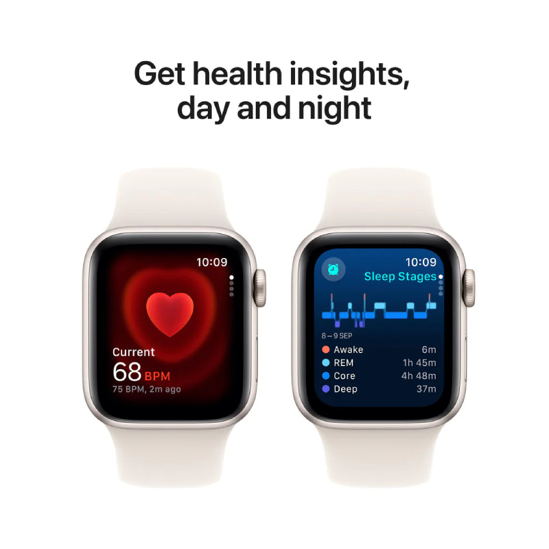 Apple Watch SE (2nd Gen) with Sport Band - LTPO OLED / 40mm / Medium/Large / Bluetooth / Wi-Fi / Starlight Smart Watches