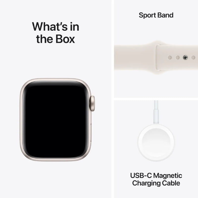 Apple Watch SE (2nd Gen) with Sport Band - LTPO OLED / 40mm / Medium/Large / Bluetooth / Wi-Fi / Starlight Smart Watches