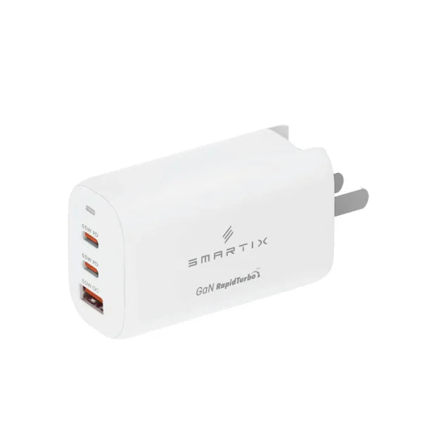 Smartix Premium Travel Wall Adapter - 65W / USB-A / USB-C / White